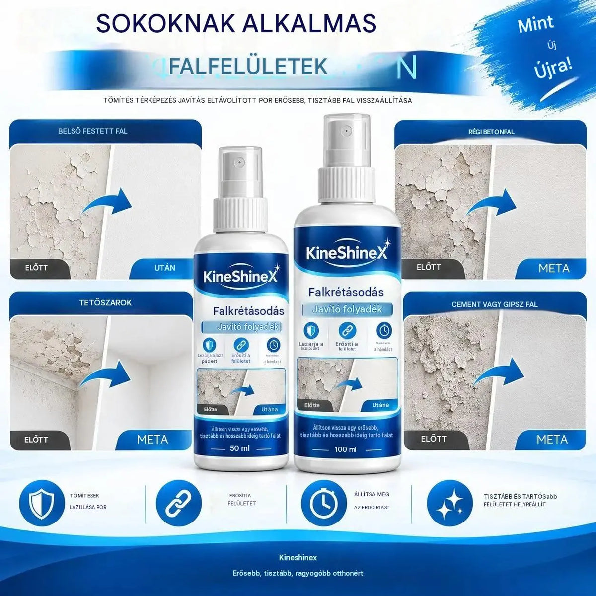 🏆100 ml + 50 ml (2 üveg)💥 Faljavító folyadék és edző — Egyetlen termékben egyesíti a hézagkitöltést, a tömítést és a megerősítést.