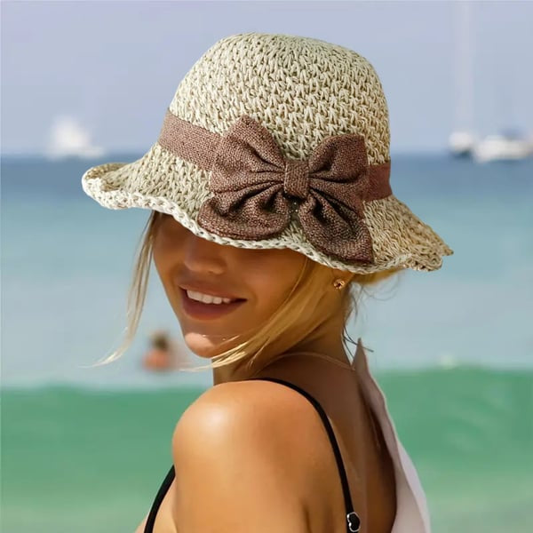 🎀🎀 50 % POPUST 👒 | Retro slamnik s pentljo – zložljiv in zračen za poletje