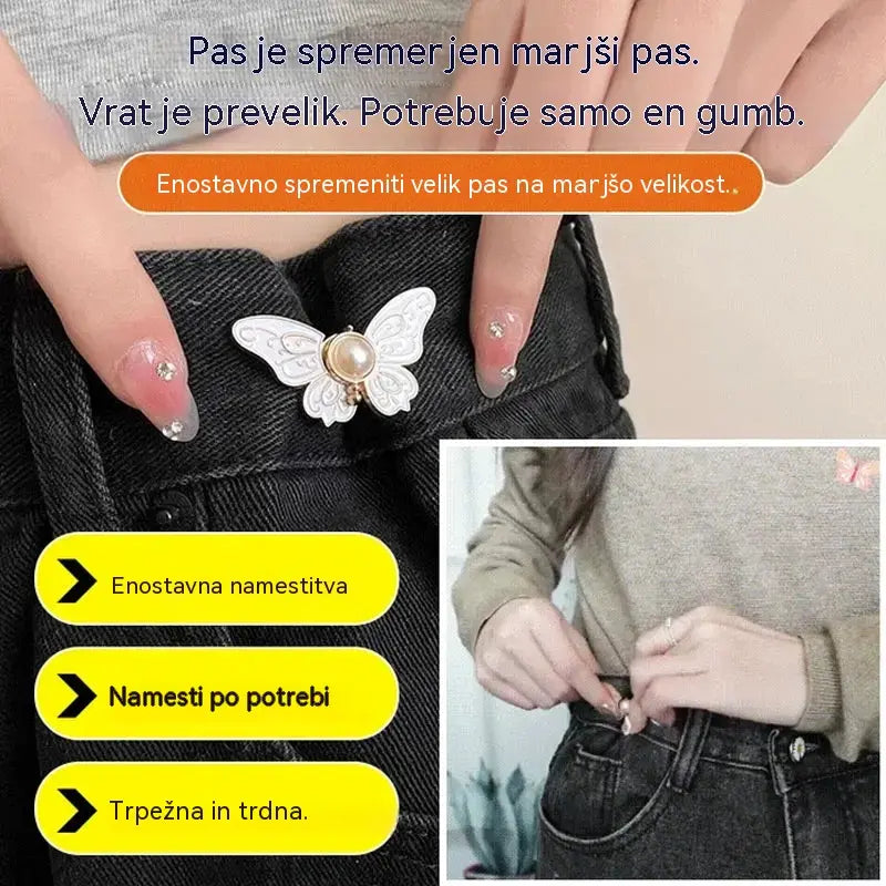 🌸🦋 Kupite 5, dobite 5 gratis 🎁💜 Snemljiva nastavljiva zaponka pasu v obliki metulja: orodje ni potrebno, popolnoma se ujema s kavbojkami, krili in oblekami ✨👗💃