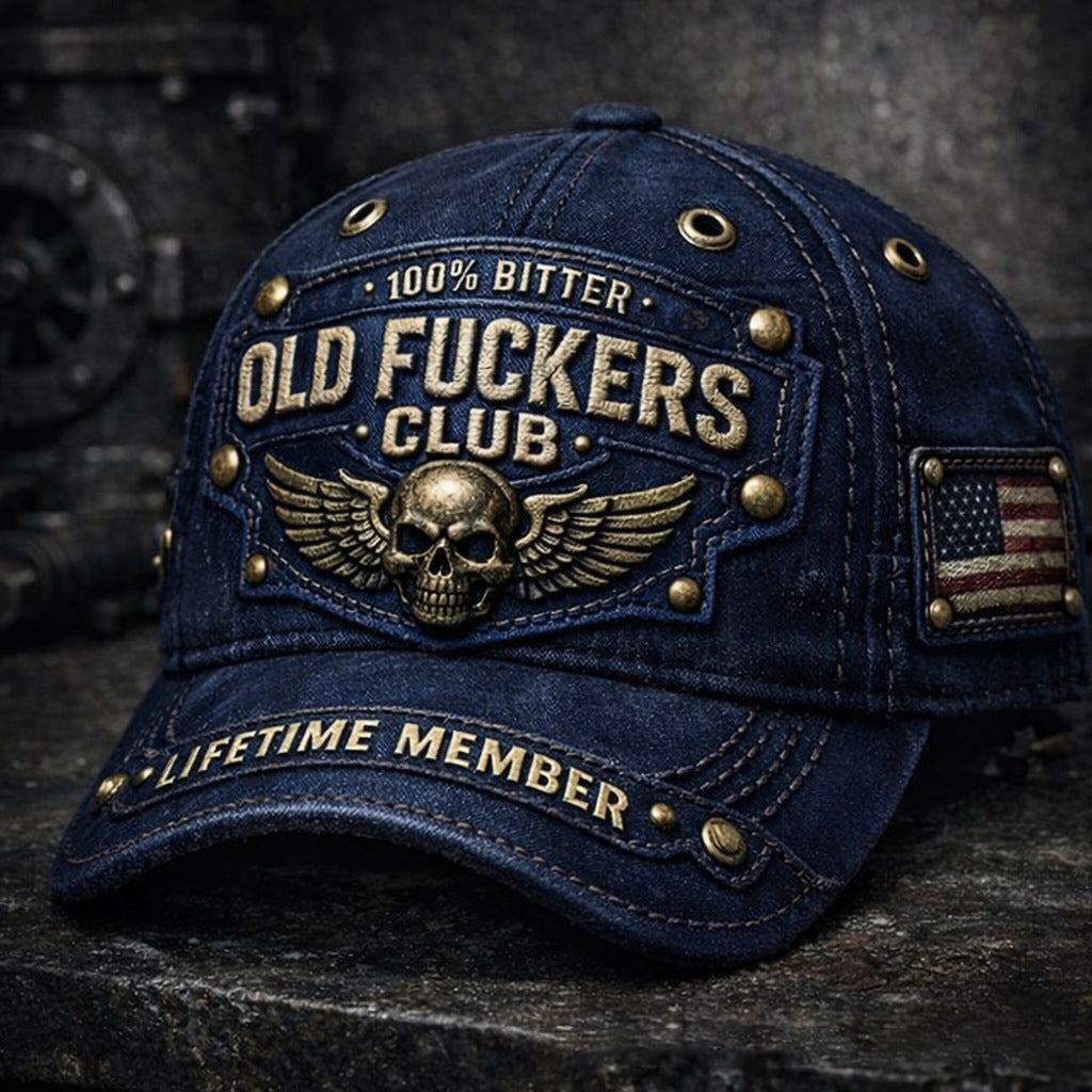 Novryxa Old Fuckers Club - Vintage-Baseballkappe, Besticktes Design Für