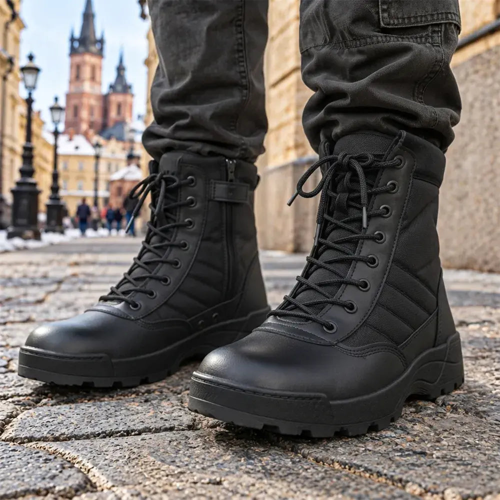 🔥👍【Velikosti 39–45】Visokokakovostni taktični vojaški škornji (jesenski/zimski stil) – vodoodporni, topli in trpežni.