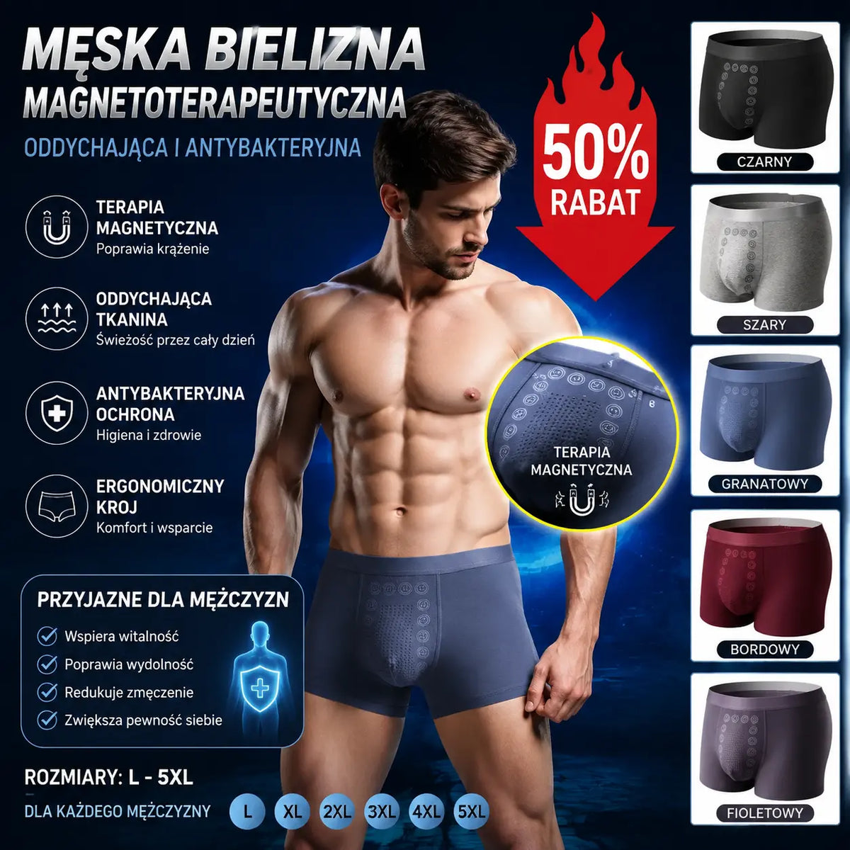 👍🩲【3 darabos csomag】Férfi légáteresztő, antibakteriális pamut boxeralsó