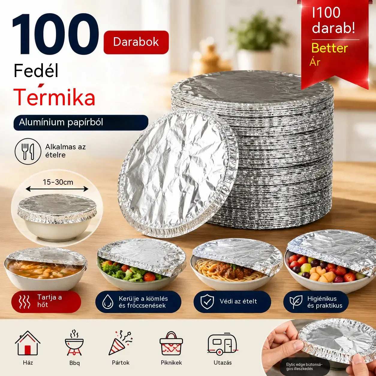 💥【100db】🍎🔥 Élelmiszeripari minőségű alumíniumfólia szigetelőborítás
