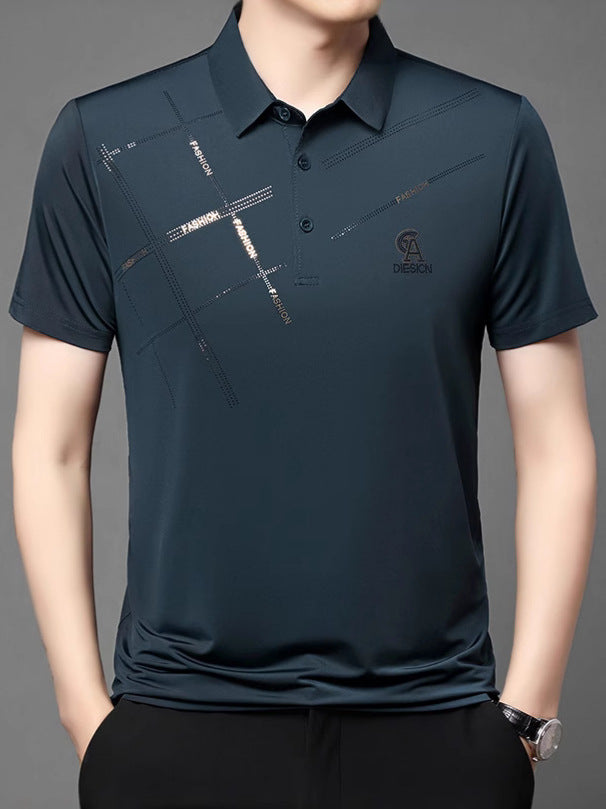 💥👔【M-4XL】2025 Nowa męska casualowa koszulka polo z jedwabiu lodowcowego