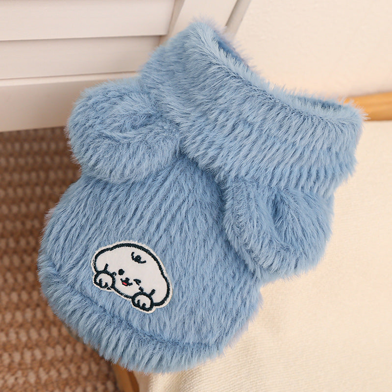 【0,5–10 kg】🧸 Ciepły płaszcz dla psa i kota – miękki, uroczy, z małymi uszkami