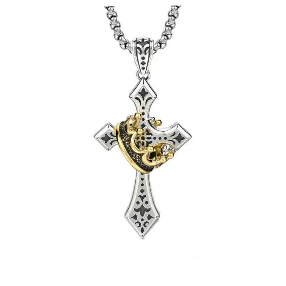 【Kup 1, a 1 dostaniesz gratis】✝️ Naszyjnik vintage z krzyżem i koroną – symbol wiary, siły i codziennej ochrony
