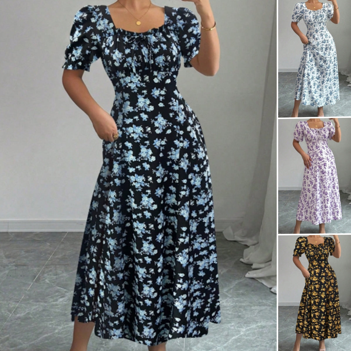 👗Zadnji dan promocije -50% popust! 【S-2XL】Elegantna poletna potiskana obleka, zračna in udobna, enostavna za ujemanje in vitka.