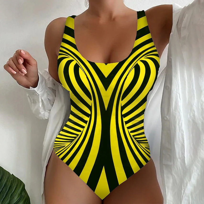 【😍S~6XL】Seksowny, jednoczęściowy kostium kąpielowy w paski