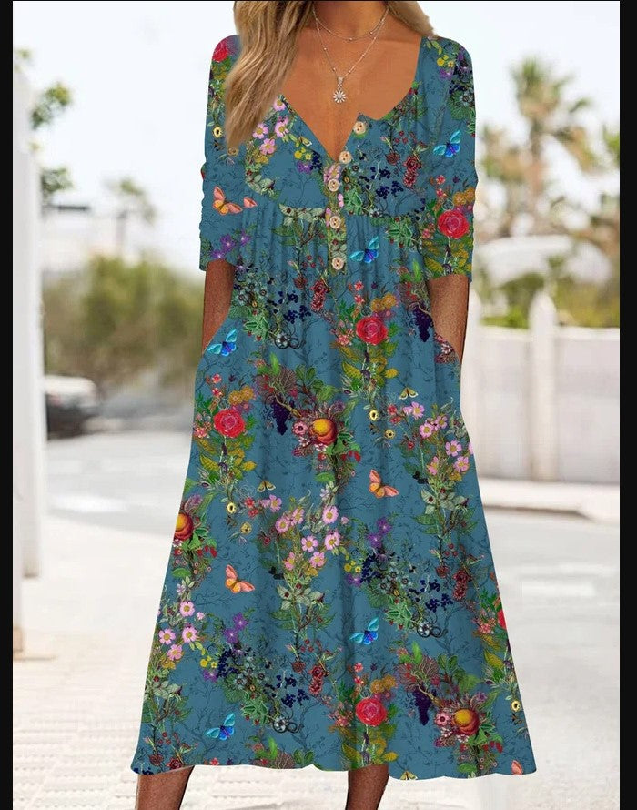 🎀【Posebna ponudba】【S-5XL】👗Elegantna midi obleka – združuje stil in udobje, primerna za vse priložnosti