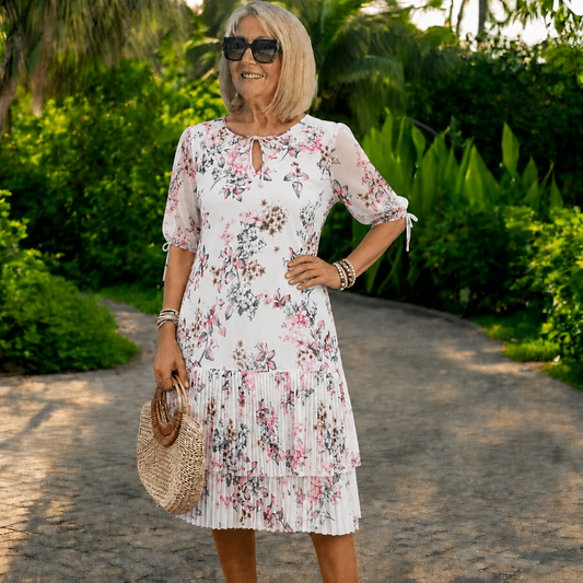 👗【S-5XL】 Elegáns és stílusos sifon virágos ruha ❤️ Utánvétes fizetés lehetséges