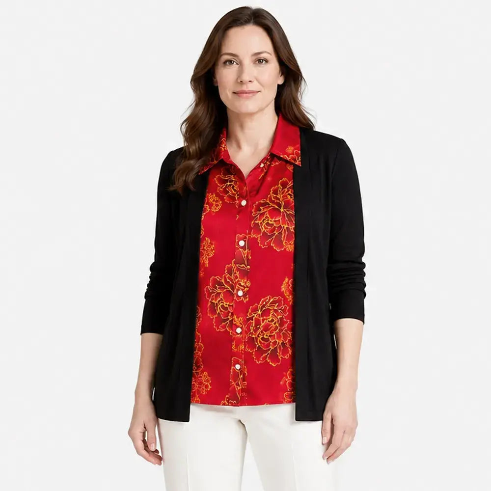👚Ženski dvodelni komplet srajc z vzorcem patchwork - večplastni top z dolgimi rokavi - za oblikovanje trebuha, ležerni jesenski top