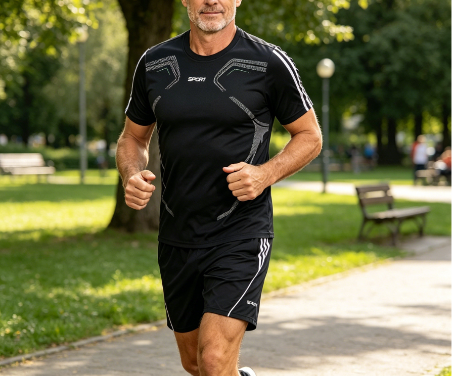 Moška poletna trenirka (L-5XL) - Majica s kratkimi rokavi in kratke hlače; sproščen in ležeren slog, večje velikosti, sodoben dizajn.