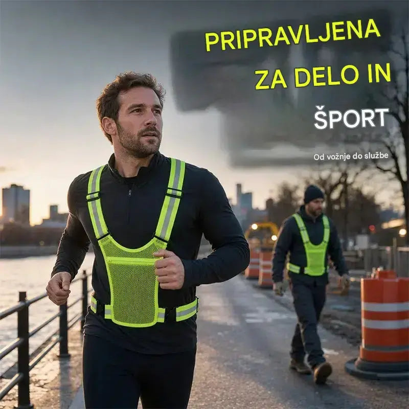 【🔥2 kosa】Odsevni jopič visoke vidljivosti, nastavljiv, z žepi, varna oprema za tek.