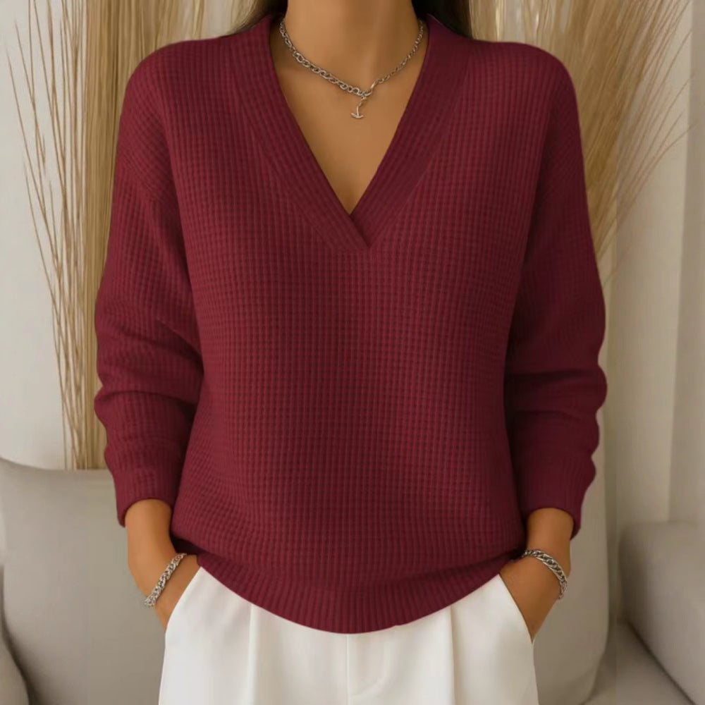 ❤️✨【Posebna jesenska ponudba🔥】Eleganten in udoben ženski pleten pulover z V-izrezom