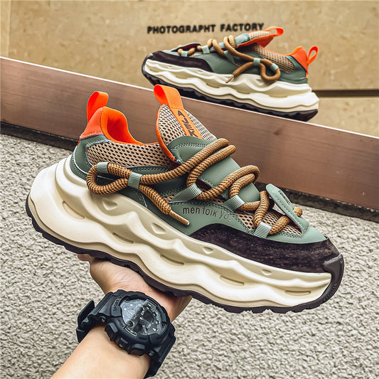 【39-44】Nowe, oddychające, męskie, sportowe buty casualowe z grubą podeszwą