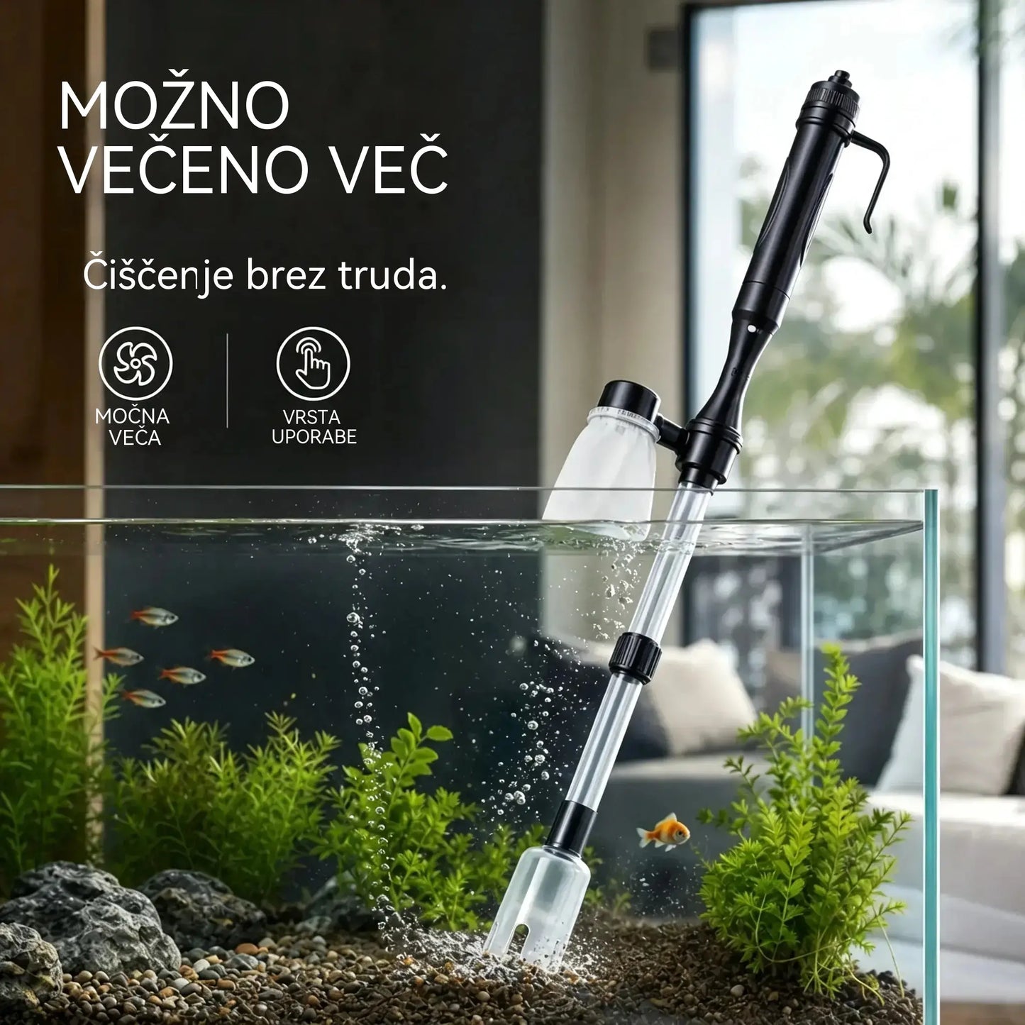 🐠 Električni čistilec akvarijske podlage: Na baterije, nastavljiva dolžina cevi, enostavno čiščenje; primeren za vse vrste akvarijev 🧹🐟