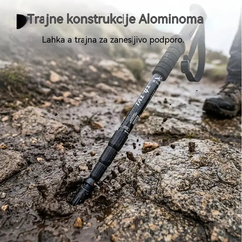 Nastavljiva pohodniška palica iz aluminijeve zlitine: trpežna, blaži udarce in lahka
