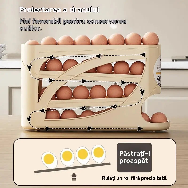 💥🥚🥚【30 tojás tárolására alkalmas】 Kihúzható tojástároló doboz – automatikus visszaállítás
