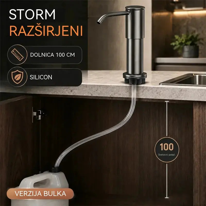 Vgradni dozator mila in detergenta za kuhinjsko pomivalno korito, izdelan iz vrhunskega nerjavečega jekla, z raztegljivo cevjo za neposredno dovajanje v steklo in gravitacijsko kroglico 304, hitro črpanje
