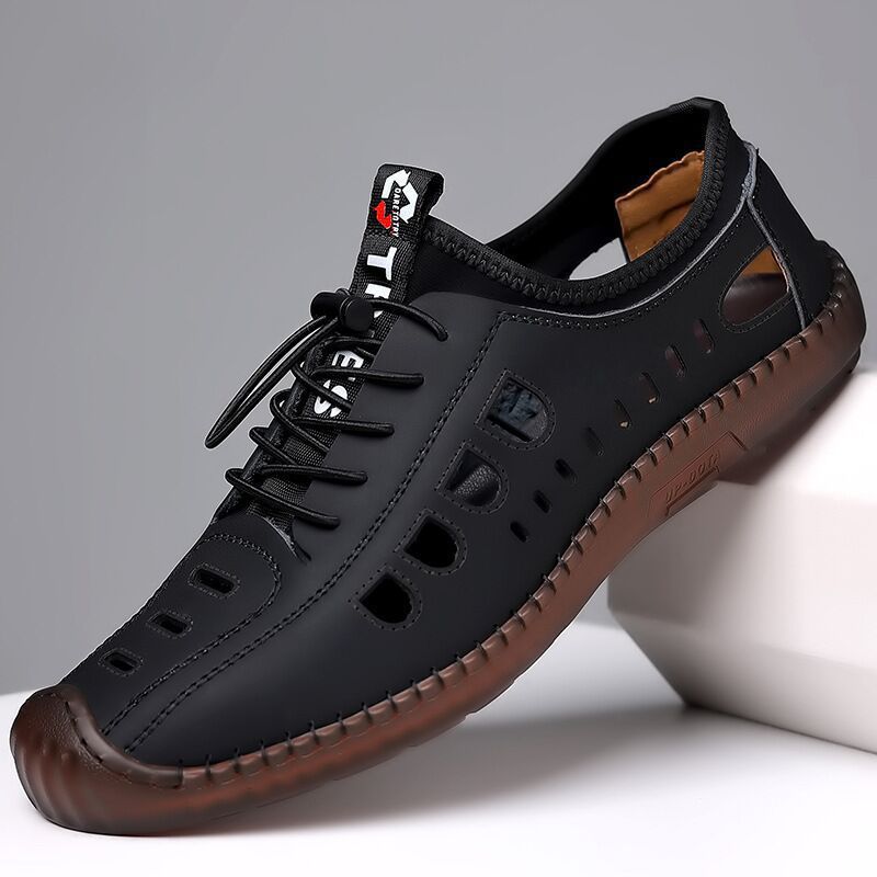 👞【39-44】2025 nowe letnie oddychające męskie buty na co dzień z pustą, miękką podeszwą