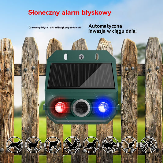 🔥🔥Odstraszacz ptaków ultradźwiękowy zasilany energią słoneczną do użytku na zewnątrz z migającym światłem podczerwonym, z czerwoną i niebieską diodą LED