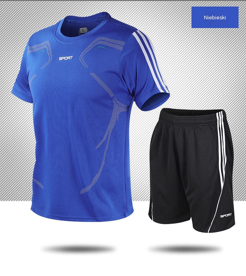 Moška poletna trenirka (L-5XL) - Majica s kratkimi rokavi in kratke hlače; sproščen in ležeren slog, večje velikosti, sodoben dizajn.