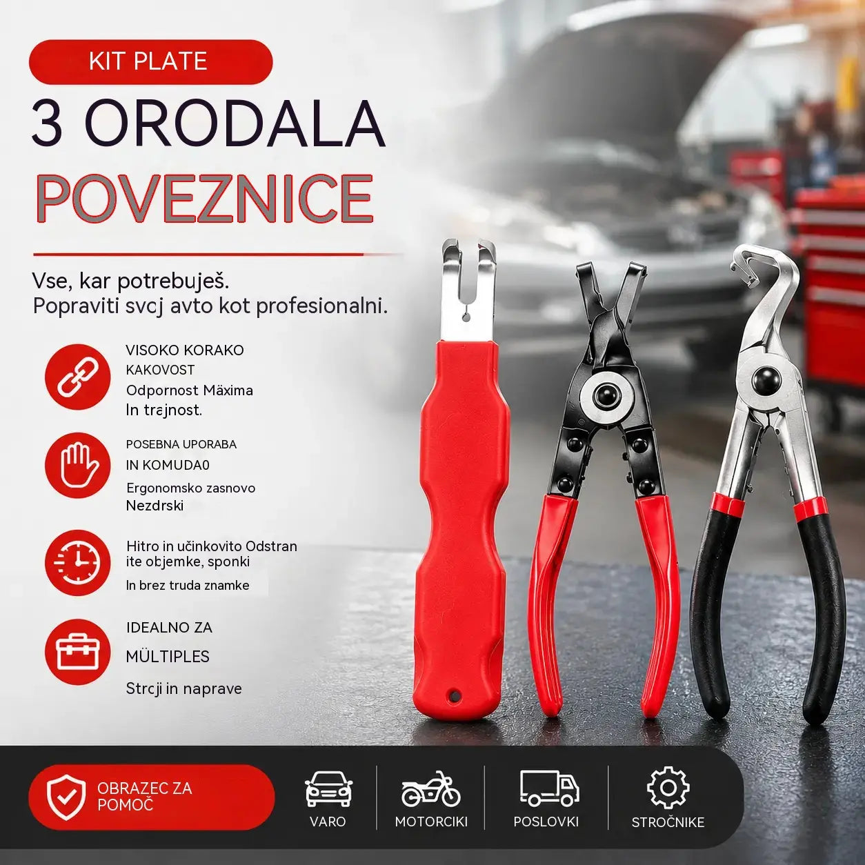 【Tridelni komplet】 Večnamenski komplet klešč, primeren za popravilo avtomobilov