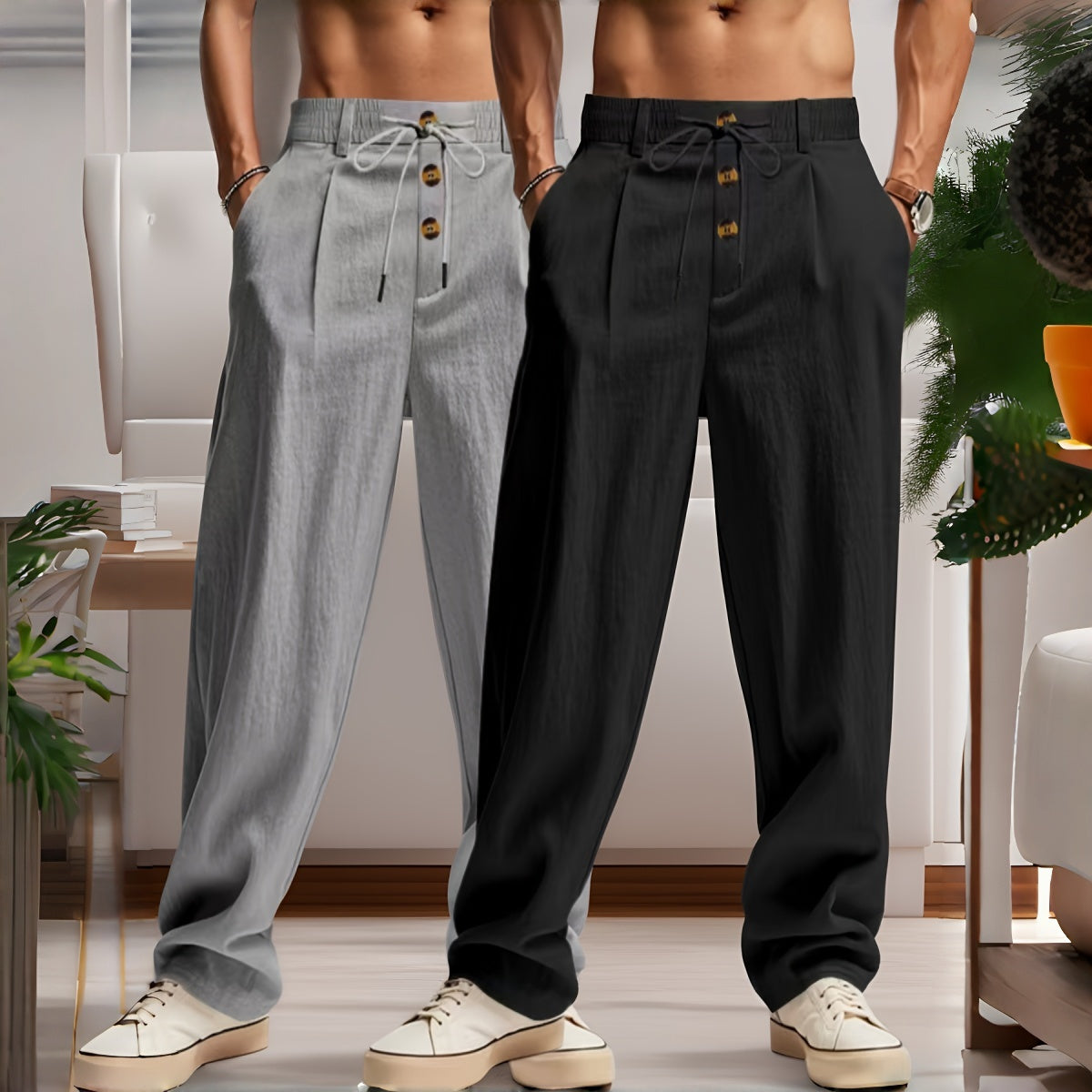 👖👖 【S-3XL】 Ανδρικά ρούχα πολυτελείας υψηλής ποιότητας. Στενή εφαρμογή, ίσιο κόψιμο στο πόδι—αναπνέοντα και άνετα.