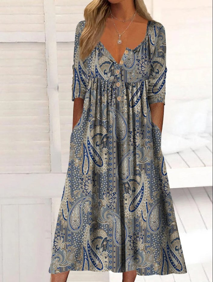 🎀【Posebna ponudba】【S-5XL】👗Elegantna midi obleka – združuje stil in udobje, primerna za vse priložnosti