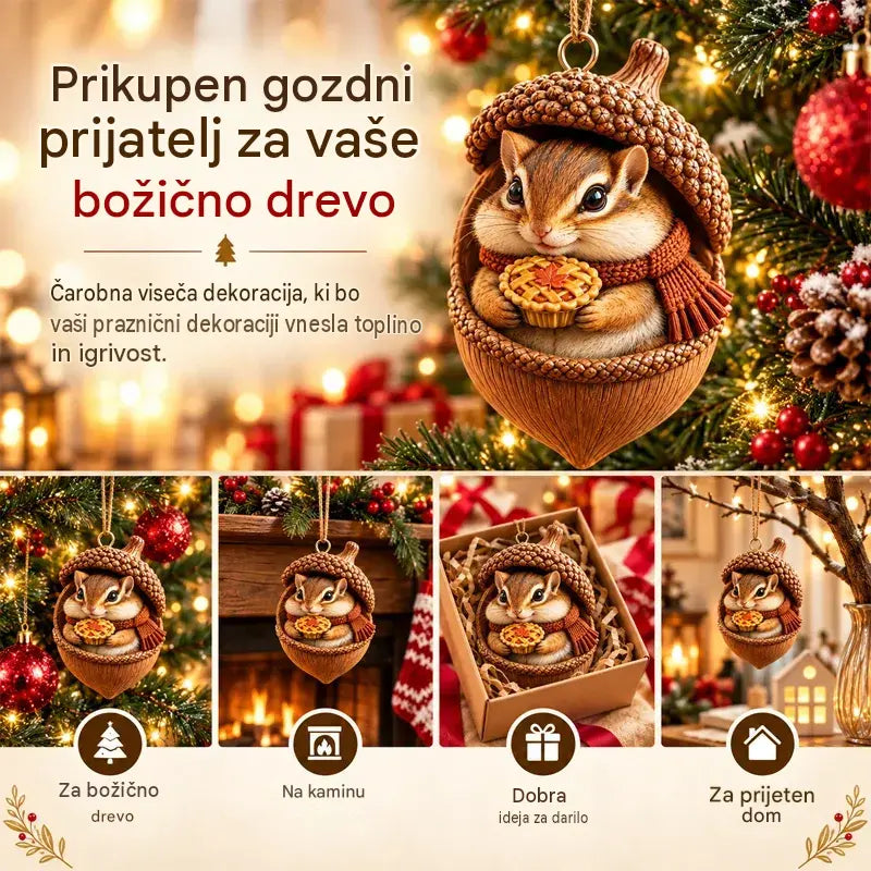 🎉【Kupite 6, dobite 6 brezplačno】12 kosov za 24 €🤩 🎁Nov 2D akrilni božični okrasek z motivi živali v obliki storža
