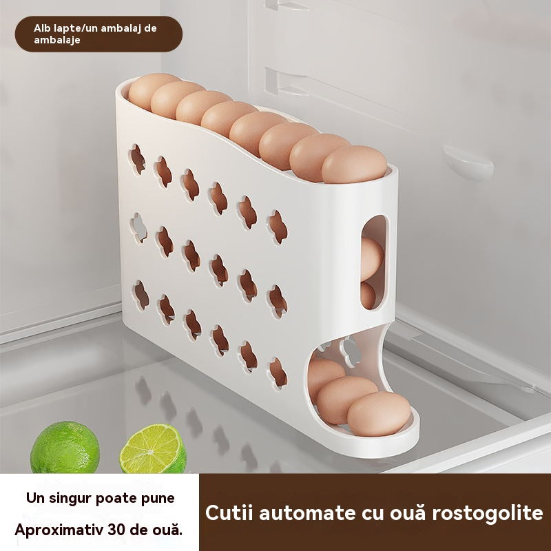 💥🥚🥚【30 tojás tárolására alkalmas】 Kihúzható tojástároló doboz – automatikus visszaállítás