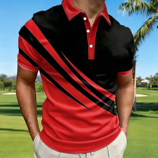 🔥👔【S-6XL】Nowa letnia męska koszulka POLO w paski z nadrukiem 3D
