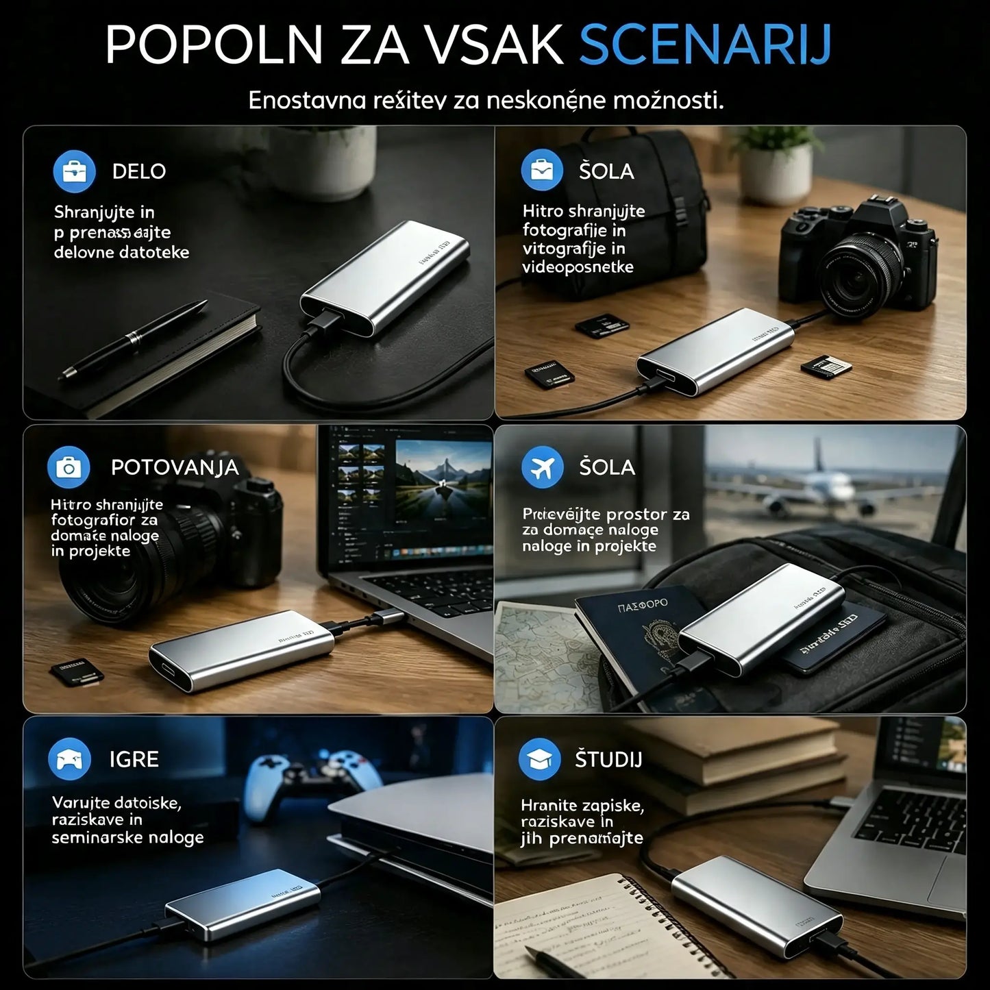 Zadnji dan 50 % popusta - Prenosni zunanji SSD - Zaščitite svoje fotografije, videoposnetke in pomembne datoteke.