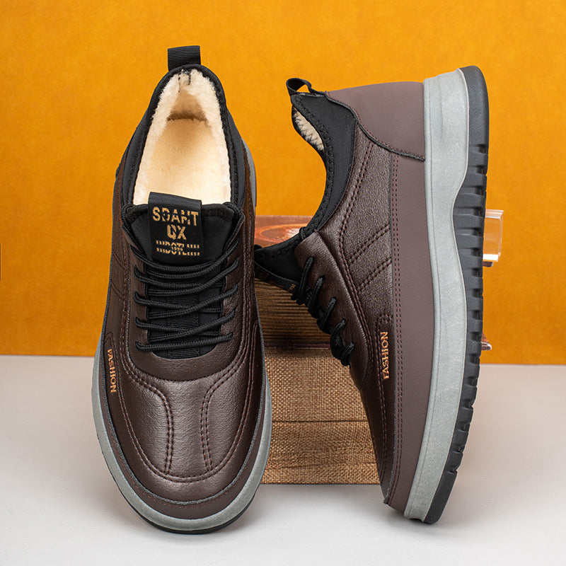 🔥【39-45】2025 Muške zimske ležerne sportske cipele, prava koža, vodootporne, mekani potplat i baršun, nove