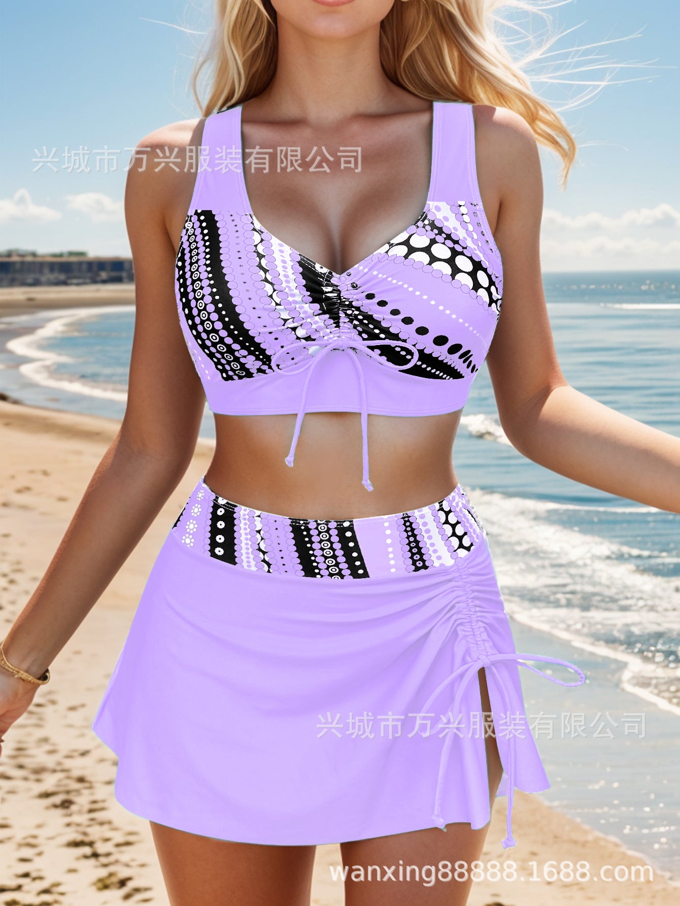 🔥👙【Poletna razprodaja】【Velikosti - 2XL】Modni ženski hitrosušeči dvodelni komplet kopalk s potiskom