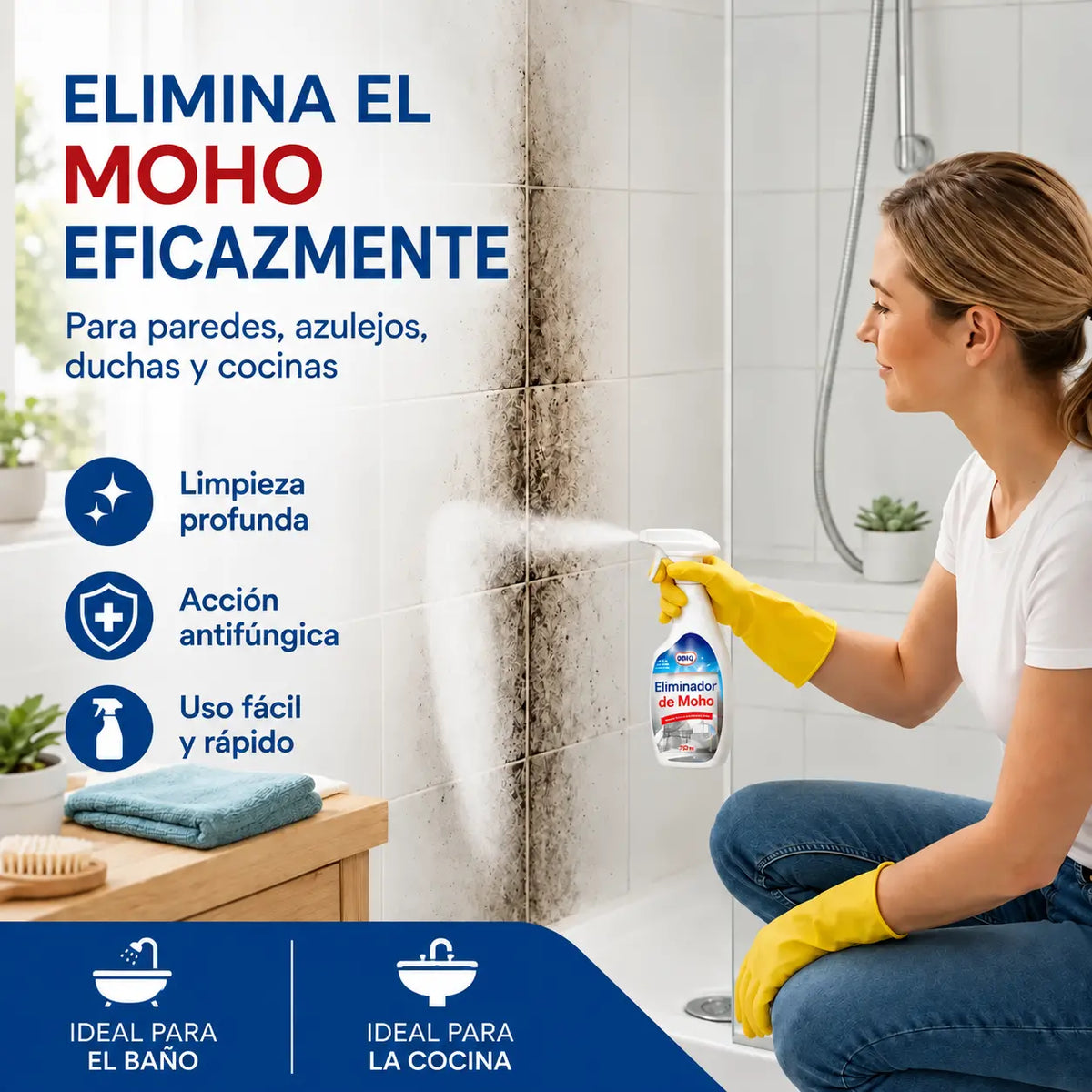 🔥 👍 Espray quitamohos para azulejos y lechada: elimina fácilmente las manchas de moho negro.