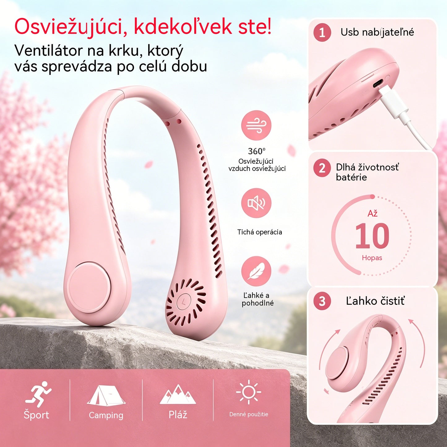 💨 Ventilator za klimatsko napravo - Izjemno tih, prenosen in vrtljiv za 360° - Idealen za poletje 🌞