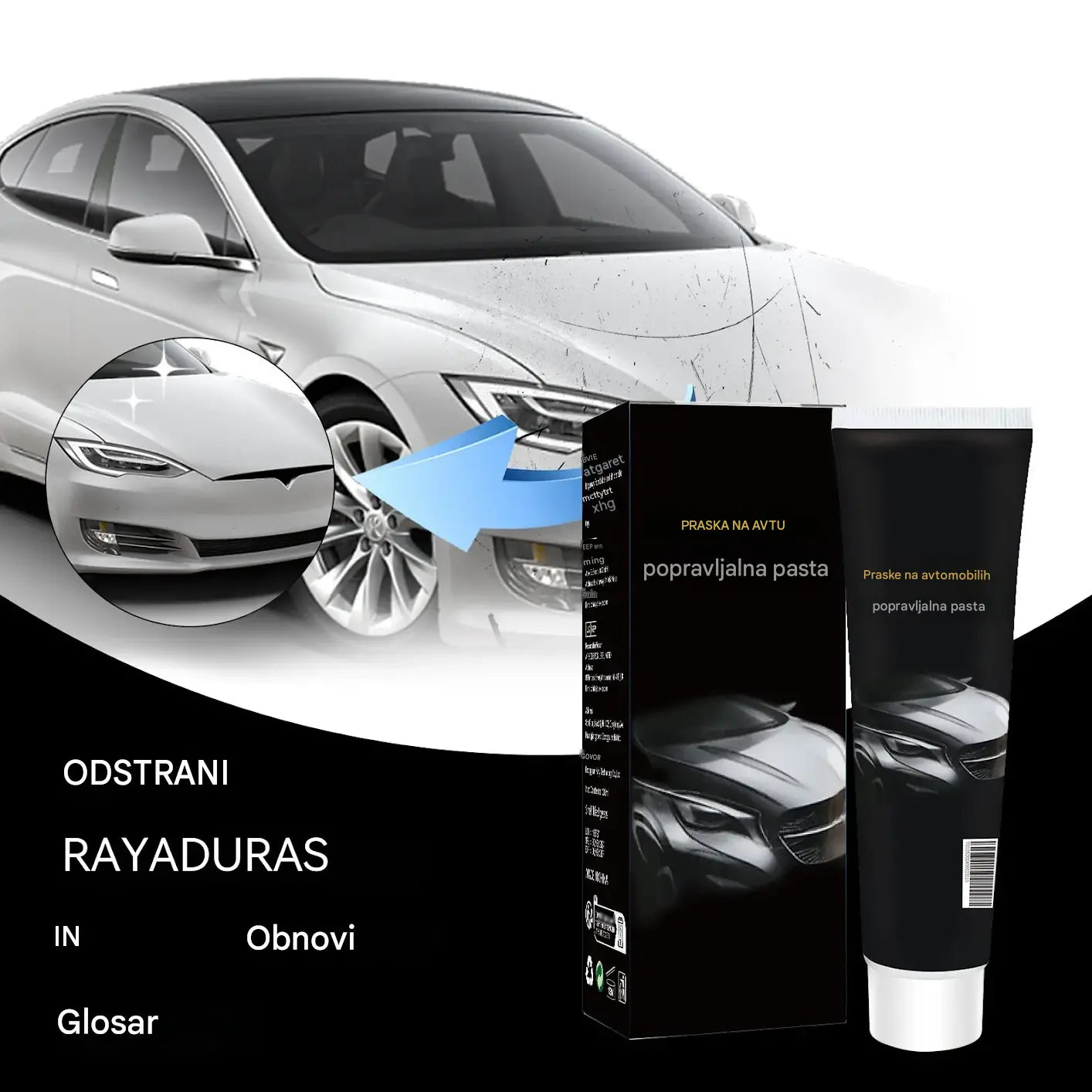 🔥Kupite 1, dobite 1 gratis🔥🚗💨Pasta za popravilo prask na avtomobilu, popravilo prask na laku, poliranje in obnova
