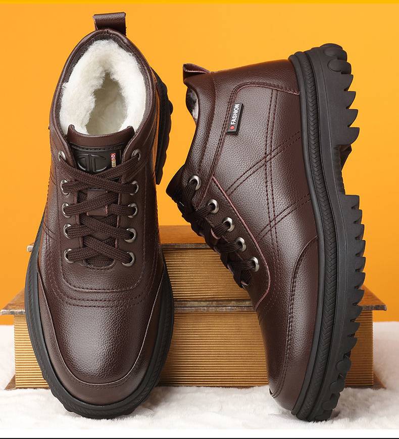 👞【39-44】Νέα χειμωνιάτικα βελούδινα ζεστά ανδρικά δερμάτινα παπούτσια