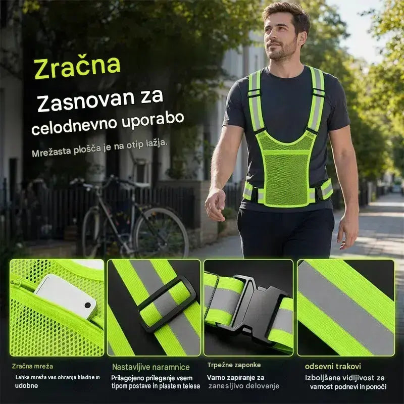 【🔥2 kosa】Odsevni jopič visoke vidljivosti, nastavljiv, z žepi, varna oprema za tek.