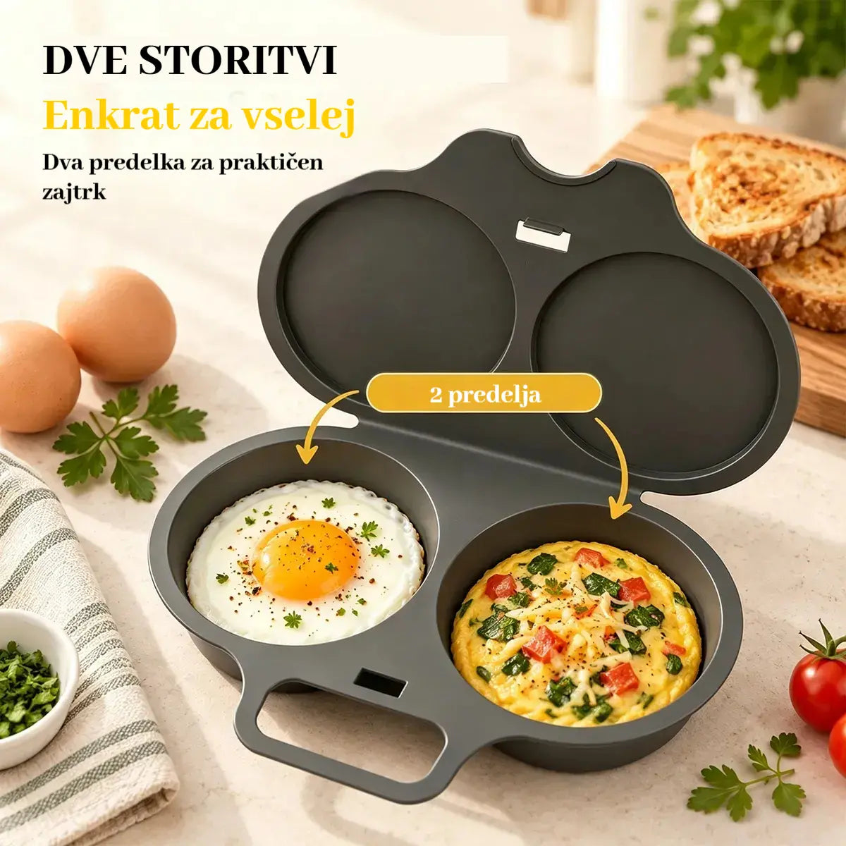 🎁2 kosa 21 evrov💥Mikrovalovni kuhalnik jajc – dvojna votlina, nelepljivo prevleka in enostavno čiščenje.🏠