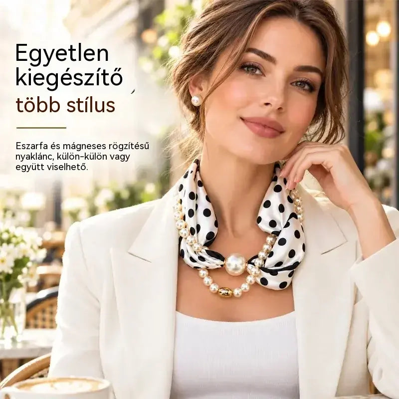 【Vásároljon 1-et, kapjon 1-et ingyen】✨ Un colier de perle și o eșarfă magnetică, toate într-unul! Închizătoare magnetică convenabilă, design detașabil și stil versatil!