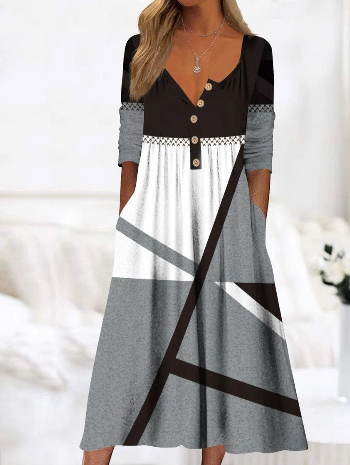 🎀【Posebna ponudba】【S-5XL】👗Elegantna midi obleka – združuje stil in udobje, primerna za vse priložnosti