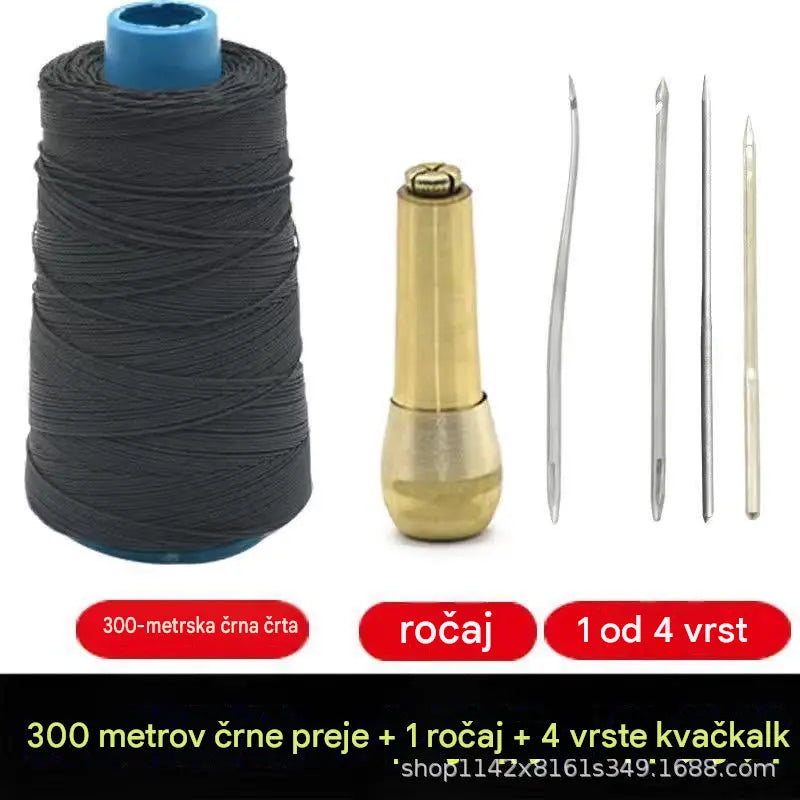 ✨Zdaj 50 % ceneje!✨ 5-delni komplet šila za šivanje usnja z voskano nitjo: orodje za ročno šivanje usnja.