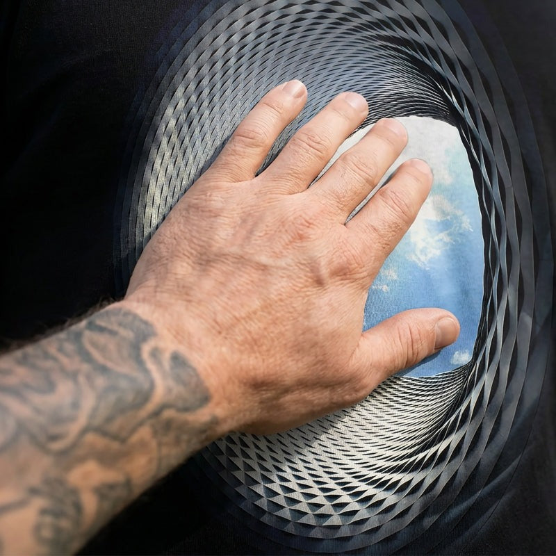 🌀👕【S-5XL】2026 Új, divatos és kreatív férfi 3D fekete lyuk mintás póló
