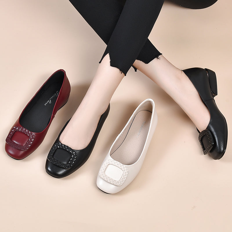 🔥🥿【35-41】Damskie buty z miękkiej skóry na okrągłym obcasie