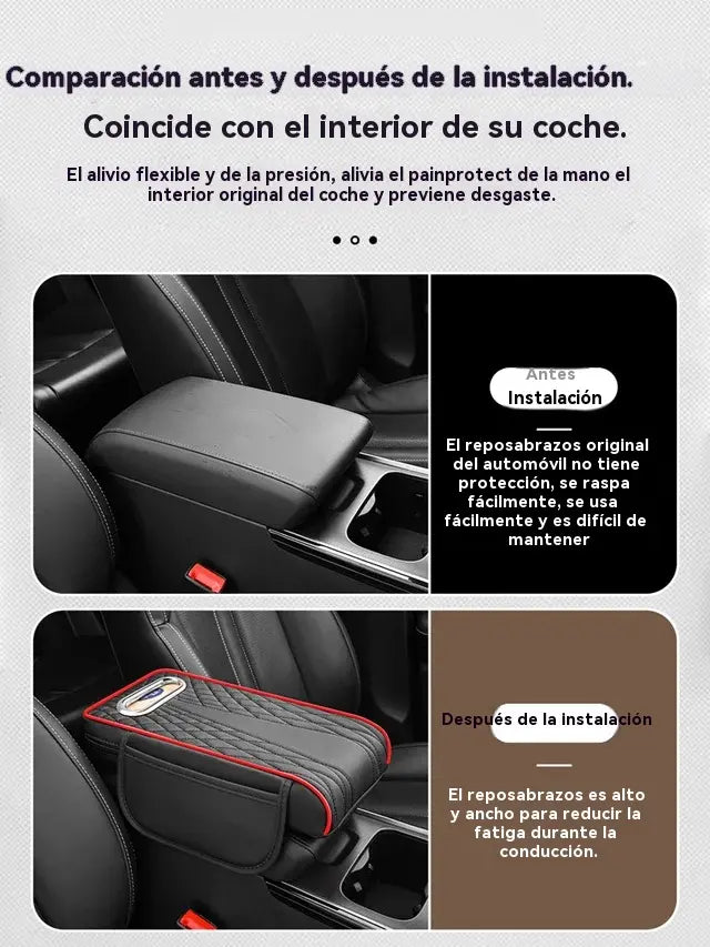 Caja de almacenamiento multifuncional para coche 3 en 1 de piel.