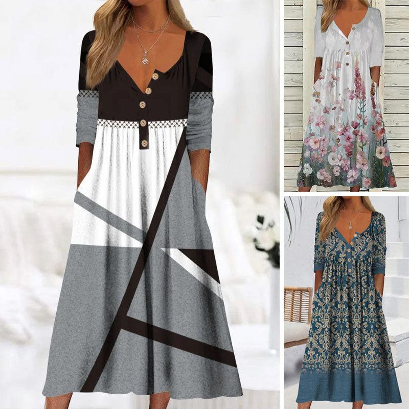 🎀【Posebna ponudba】【S-5XL】👗Elegantna midi obleka – združuje stil in udobje, primerna za vse priložnosti