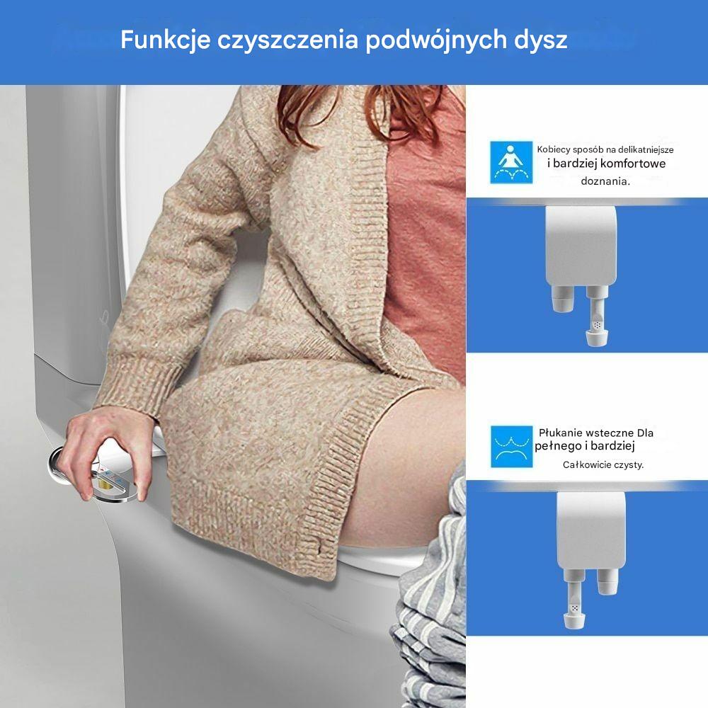 🚽💦【Żegnaj papierowi toaletowemu na zawsze! 🚽💦】Toaleta bidetowa bez prądu i z podwójną dyszą, myjka toaletowa z bidetem, higieniczny bidet z samoczyszczeniem.