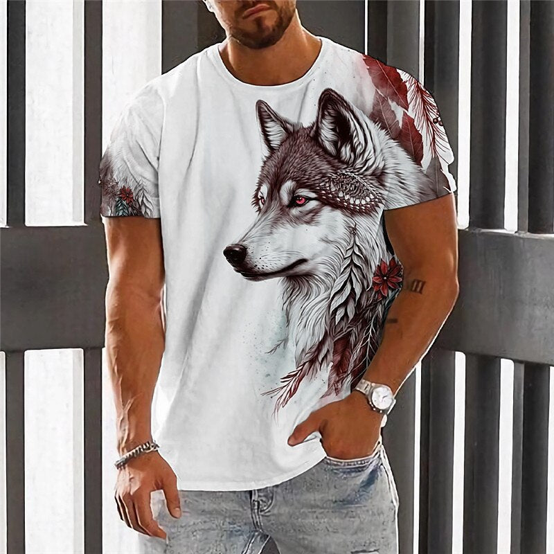 【2XS-6XL】👕👕 T-shirt męski z nadrukiem wilka